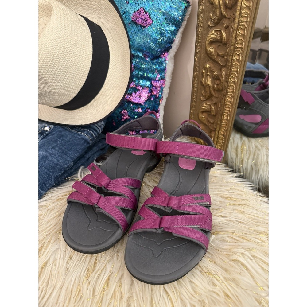 Teva Women's Tirra Sport Sandals Gray Pink Water Ready Hook Loop 8 outdoor - Picture 2 of 7